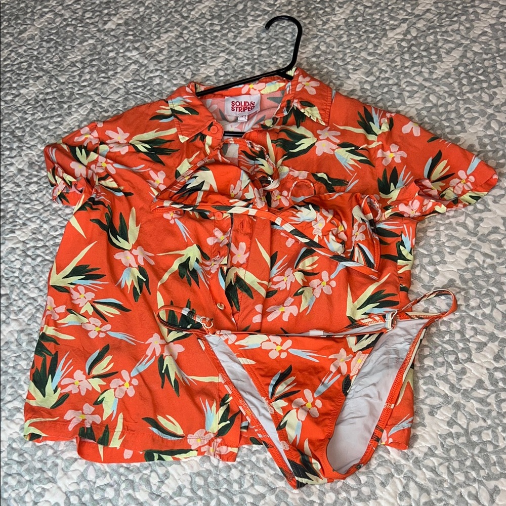 SOLID & STRIPED Orange Floral Bikini Set